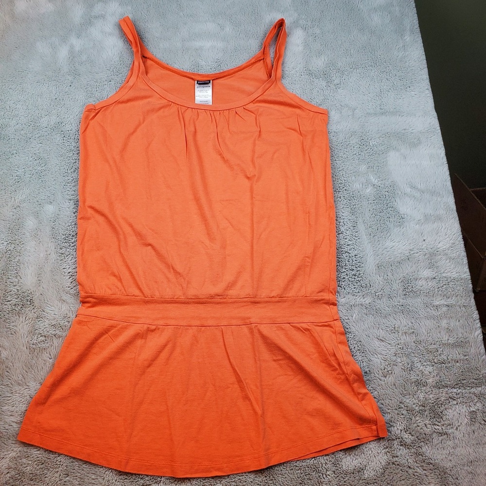 Patagonia Cotton Blend‎ Tunic Tank Top Womens L Drop Waist Sleeveless Orange